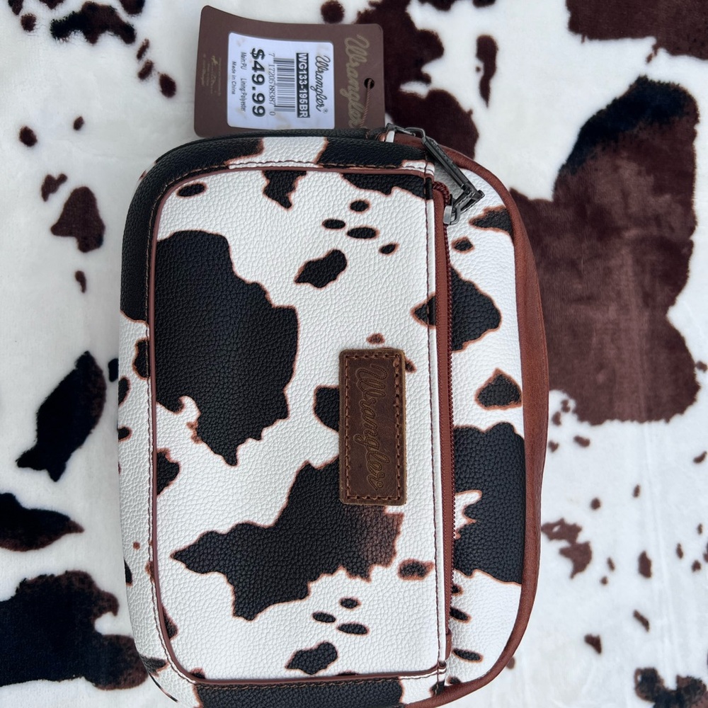 Wrangler Cow Print Belt Bag - Black and White